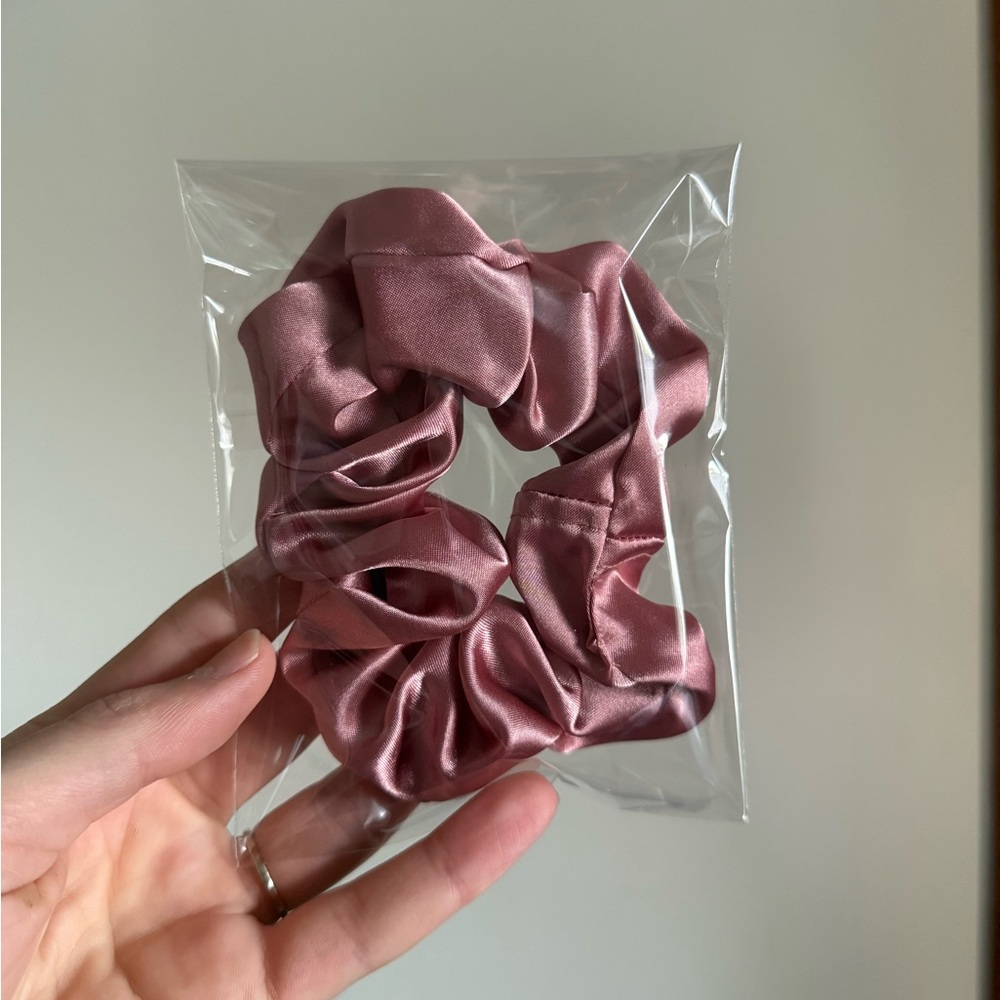Elegant Pink Satin Scrunchies